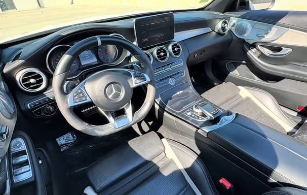 Mercedes C63s AMG interior with leather seats and digital dash