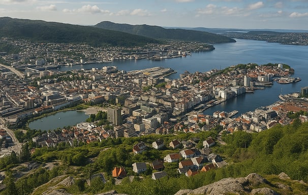 a view of a city from a hill top