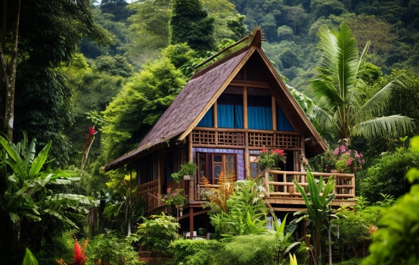 A jungle cabin deep in the woods of Marigot in Dominica Island.