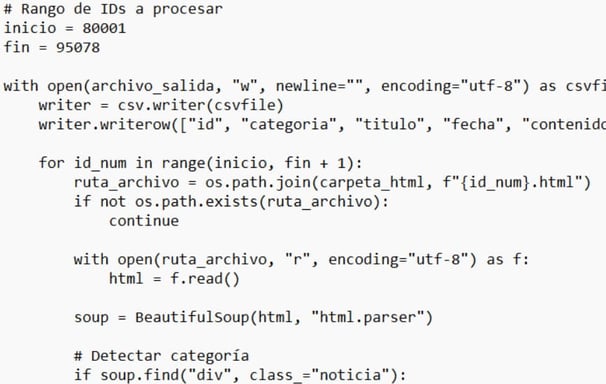 Script en Python desarrollado para automatizar la extracción masiva de artículos de Cantabria24Horas