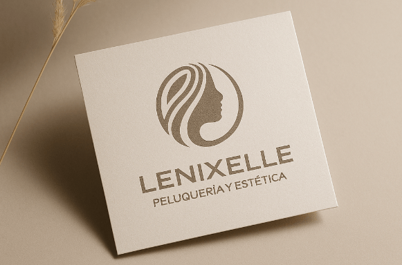 Tarjeta de presentación de Lenixelle, destacando su identidad minimalista y elegante