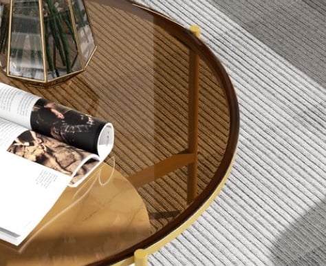 brown tinted and gold coffee table