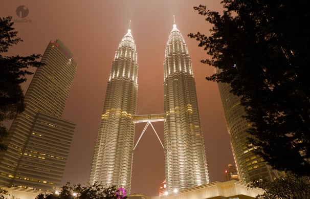 View of the Petronas Twin Towers in Kuala Lumpur Malaysia,