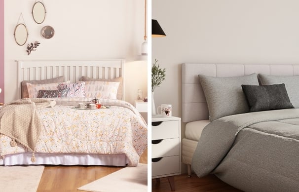 um quarto com uma cama e uma cama no mesmo quarto