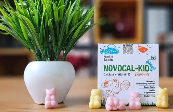 Novocal Kid Gummies – Delicious Calcium & Vitamin D3 gummies for strong bones, healthy teeth, growth
