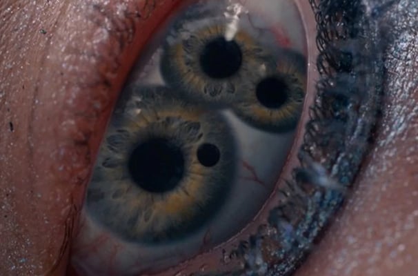 Three-eyed cloning scene in the movie The Substance