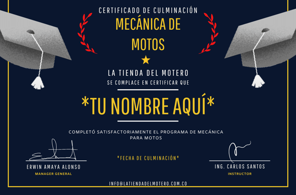 Certificado de Culminación | Mecánica de Motos Online