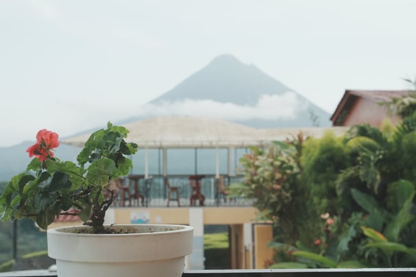 Whereiskay overlooking Arenal volcano in the morning
