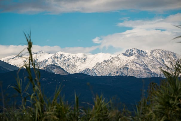 Snowy mountains and fields in Corsica