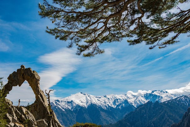 Corsica snowy mountains Corte rocky Arch