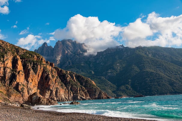 seaside cliffs beach and cove in Corsica