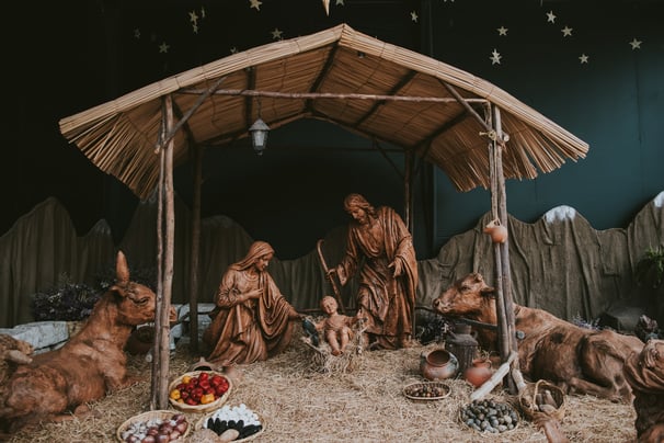 a nativity scene of a nativity of jesus and the animals