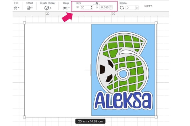 Digital design layout showing a graphic with the number six incorporating a soccer ball pattern. The