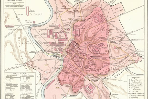 mapa da antiga cidade de Roma onde o coliseu se localizava