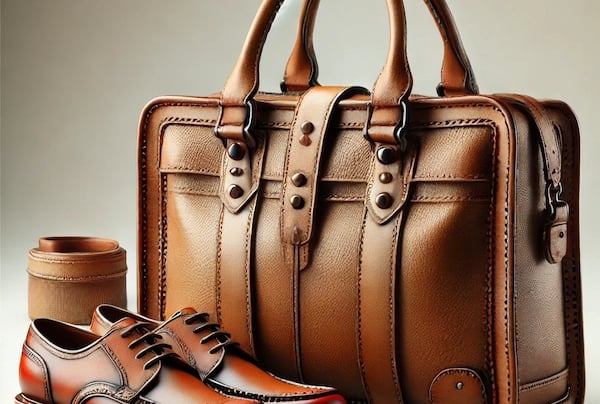 a pair of shoes and a bag with a cup of coffee
