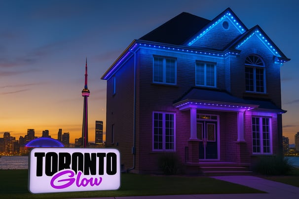 Evening view of Toronto home with Celebright lights installed by Toronto Glow