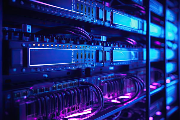 a bunch of wires and wires connected to a server