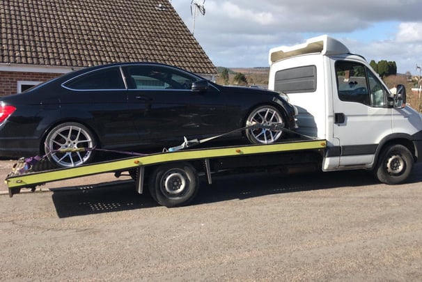 a car being trasnported in uk