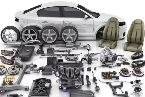 a car with a lot of different parts of it