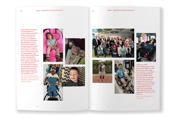 MAD Foundation Annual Report, typesetting by Michelle Pirovich, Squeezebox