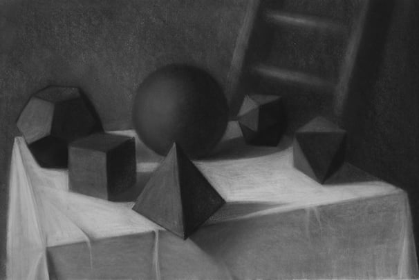 a black and white drawing of a the platonic solids