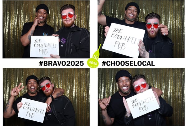 Postcard print out of two young men posing excitedly in the get the picture UK Photo Booth hire Brighton 