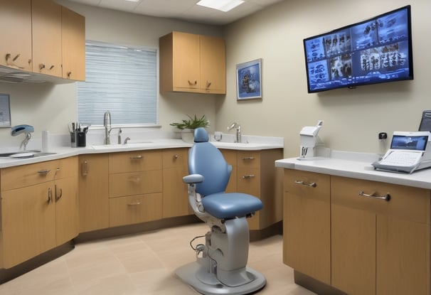 A realistic dental model displaying a full set of teeth fitted with orthodontic braces. The model is placed against a plain background, highlighting the intricate details of the braces and the gums.