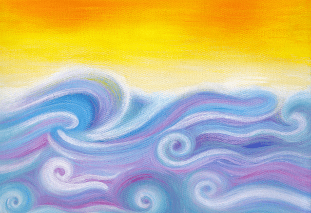 Visionary healing art dreamscape acrylic painting, titled, Relief.