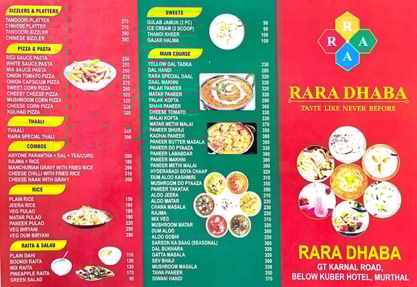Hotel Kuber Murthal Rara Dhaba Menu 1