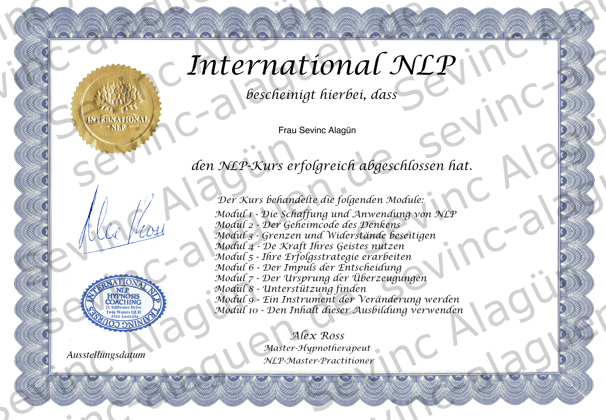 a certificate of the international nlp for neurolinguistic programming