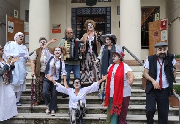 a group of people dressed in costumes for halloween