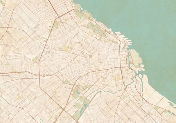 a map of buenos, argentina, with a map of the city