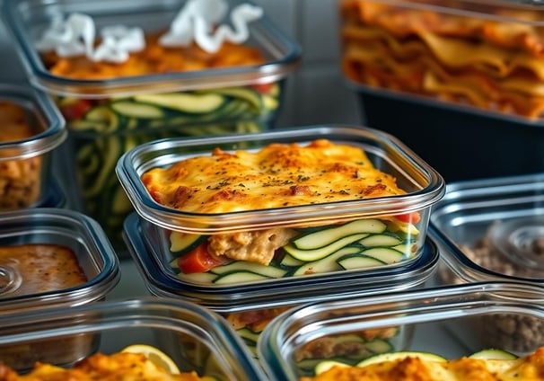zucchini lasagna in containers