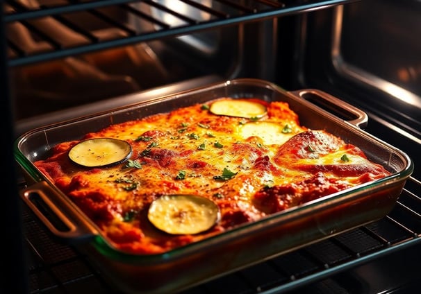 zucchini lasagna in the oven