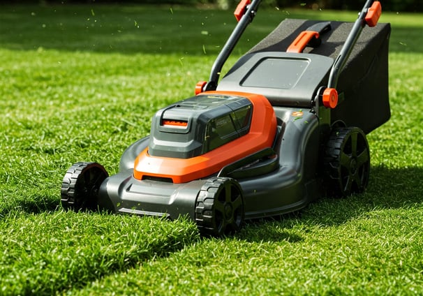 Sekání trávy akumulátorovou sekačkou.