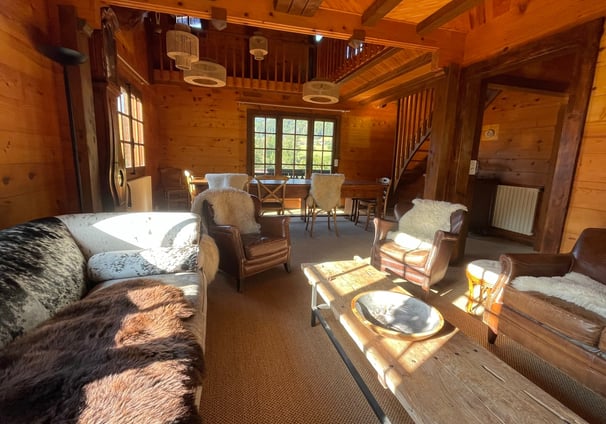 a living room with a couch and a table