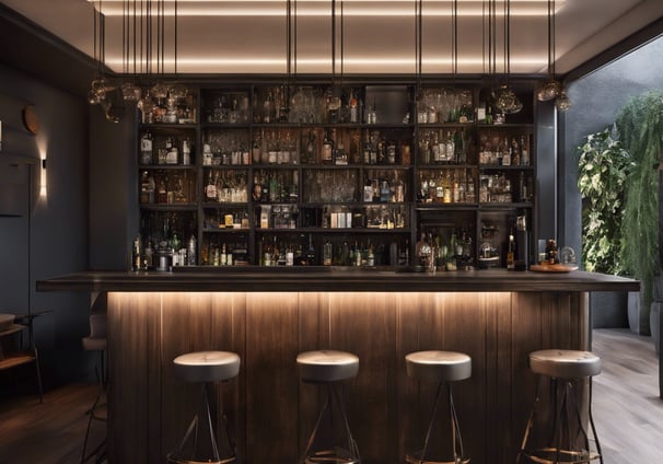 A backyard with a table and chairs and an umbrella