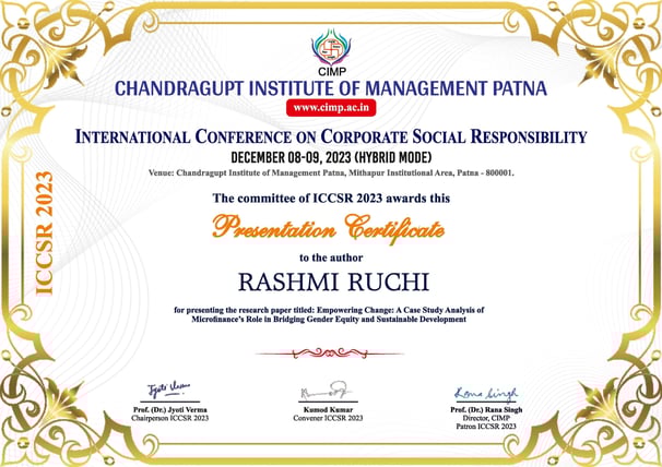 ICCSR 2023 Presentation Certificate
