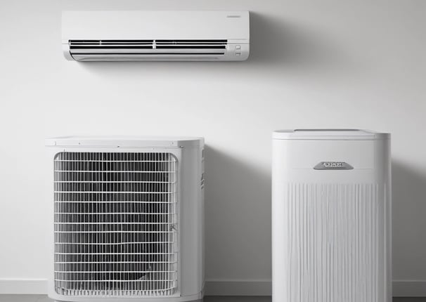 a white air conditioner with a white air conditioner