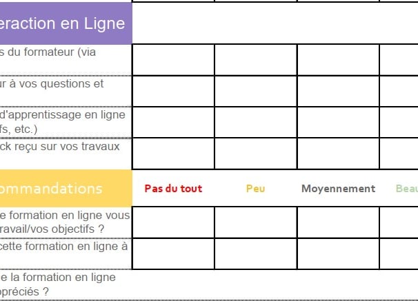 questionnaire de satisfaction formation exemple gratuit
