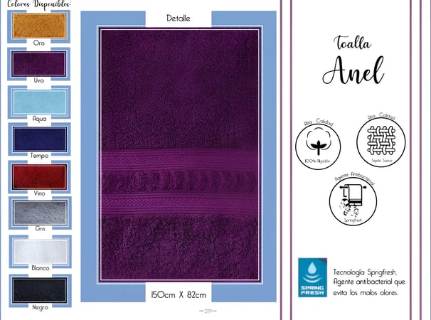 Toallas de multiples colores modelo Toallas Anel de la marca Colchas Primavera