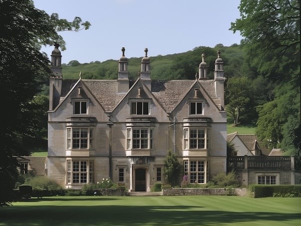 Peter Pickering's dream; an English country manor house in landscaped grounds