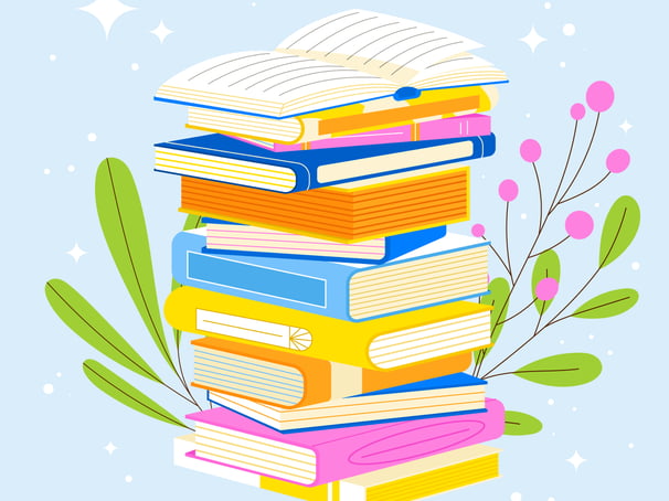 image of books in stack order