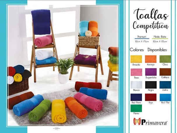Toallas de multiples colores modelo Toallas Competition de la marca Colchas Primavera