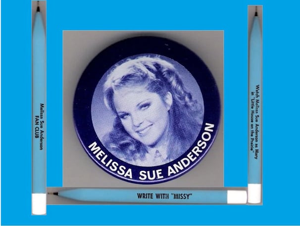 Melissa Sue Anderson fan club button and pen