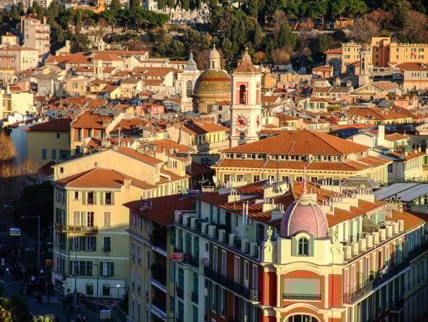 Golden Hour Panorama Charming Rooftops of Old Nice