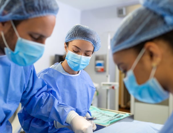 Medical team performing surgical operation
