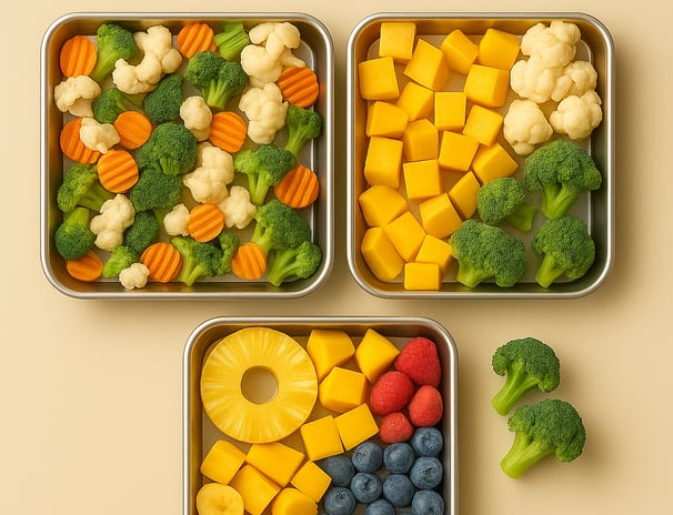 Variety of IQF Frozen Royal Market products