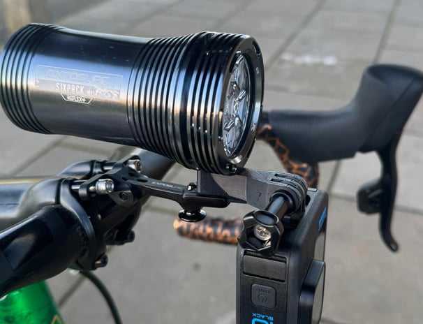 a bicycle light on a bicycle with a bicycle light on it