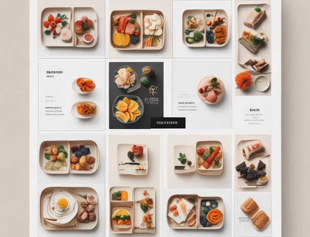 A UX design of a website for a restaurant in bento grid style